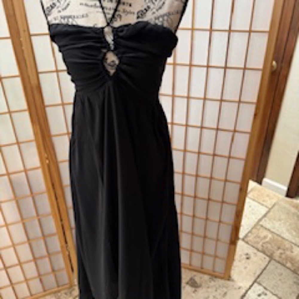 NWT Revolve Krisa Black Ruched Keyhole Dress Size M